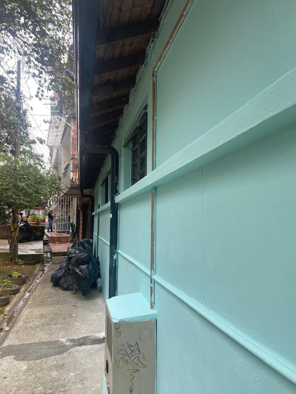 Pintura de fachada institucional — vista de la calle